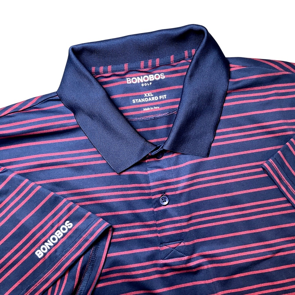 Bonobos Golf Polo Shirt Mens XXL Purple Striped Performance Casual Stretch Golf